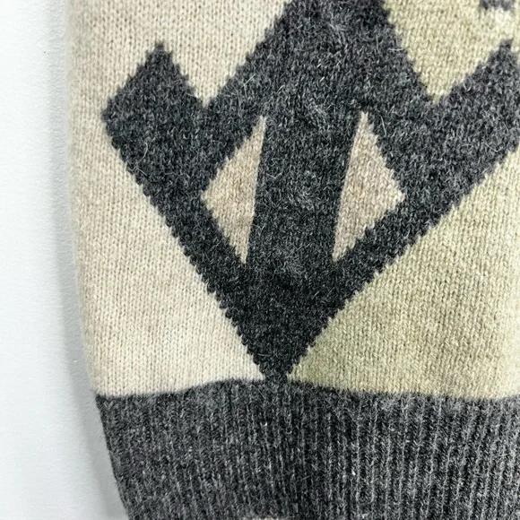 Vintage 80s oversized boxy wooly abstract argyle v neck pull over grandpa vest - Picture 9 of 12